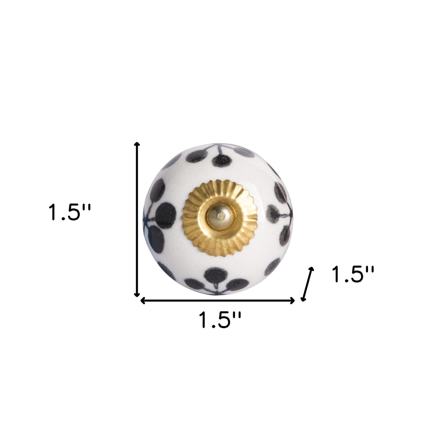 Set of Eight Black And White Ceramic And Metal Drawer Pull Knobs-4