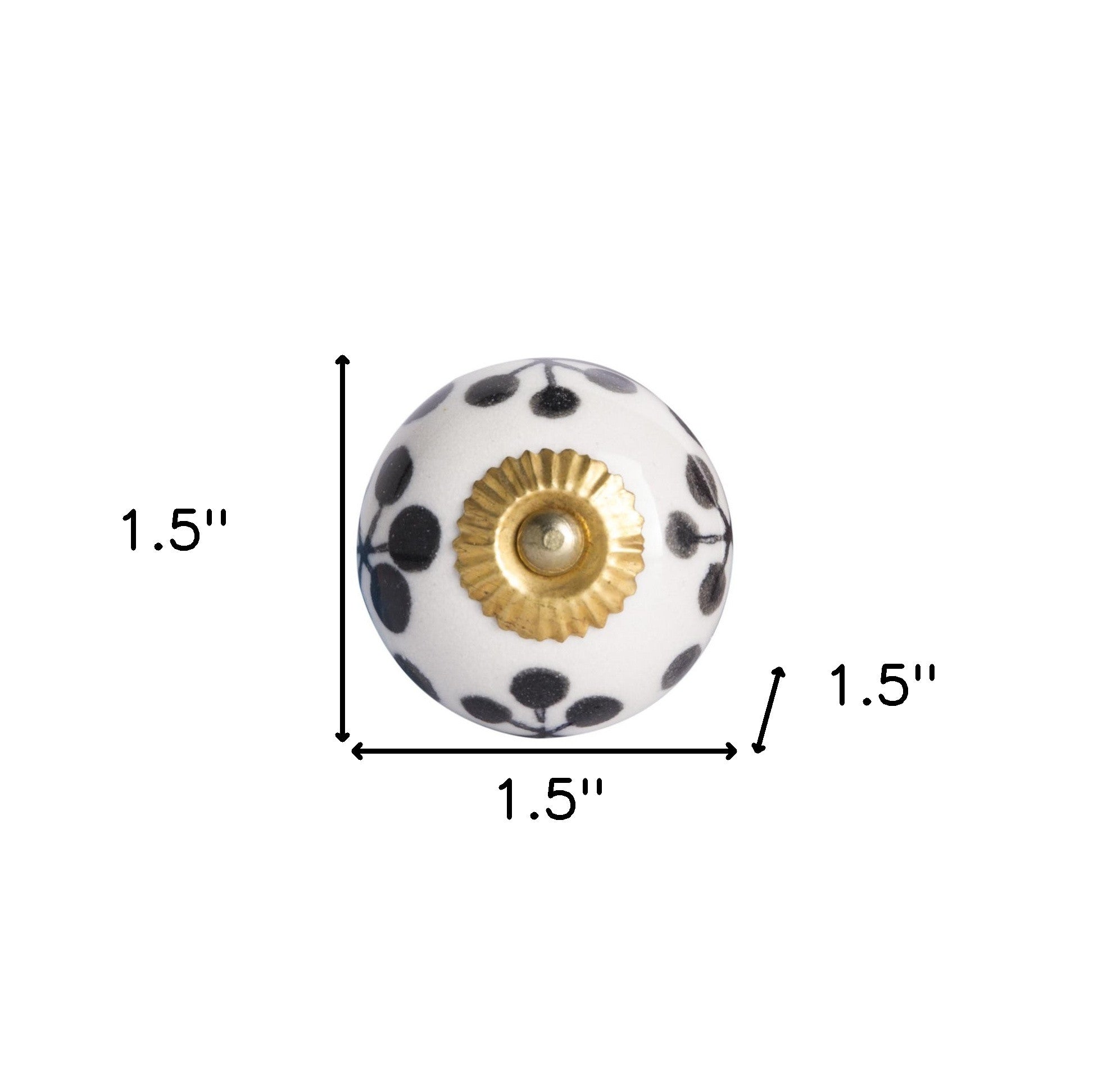 Set of Eight Black And White Ceramic And Metal Drawer Pull Knobs-4