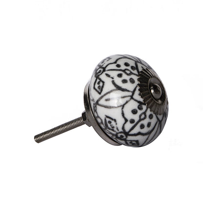 Set of Eight Black And White Ceramic And Metal Drawer Pull Knobs-3