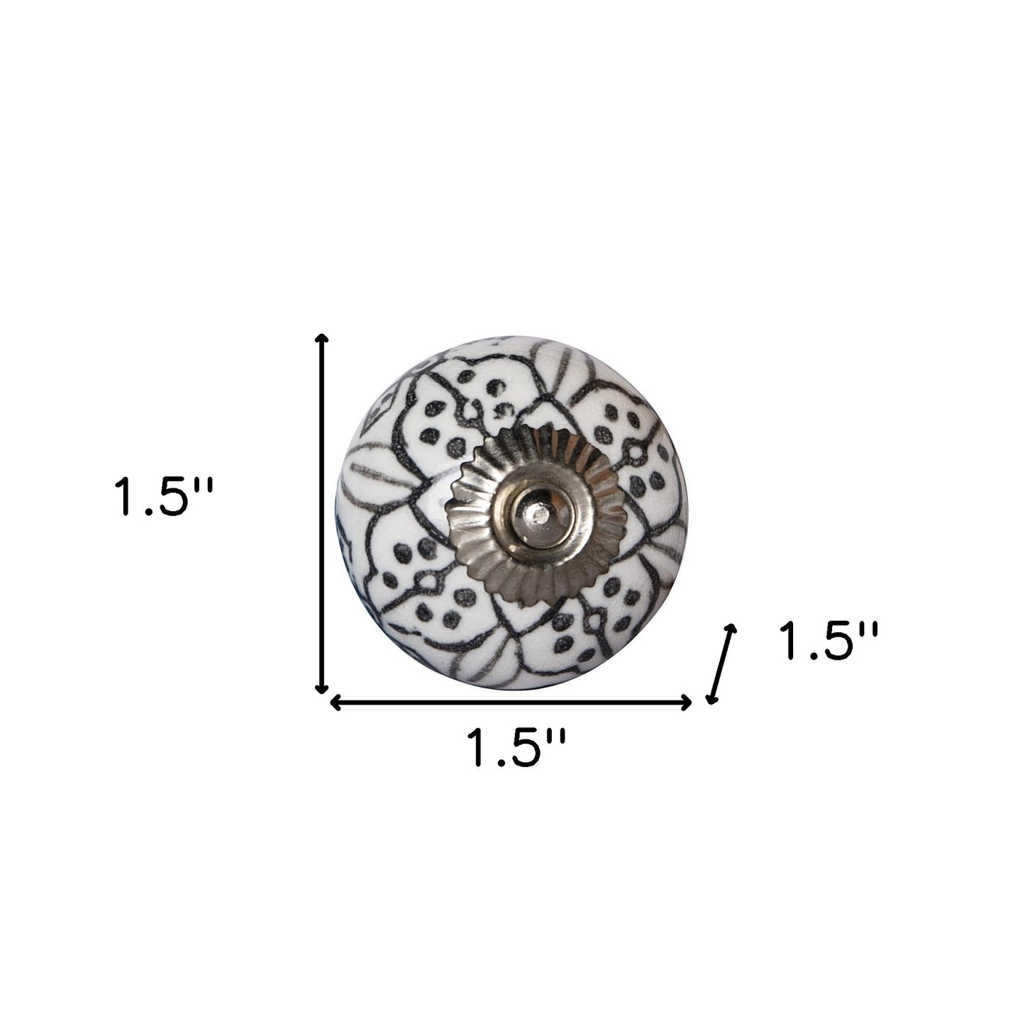 Set of Eight Black And White Ceramic And Metal Drawer Pull Knobs-4