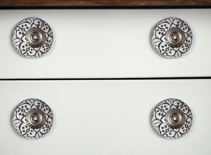Set of Eight Black And White Ceramic And Metal Drawer Pull Knobs-0