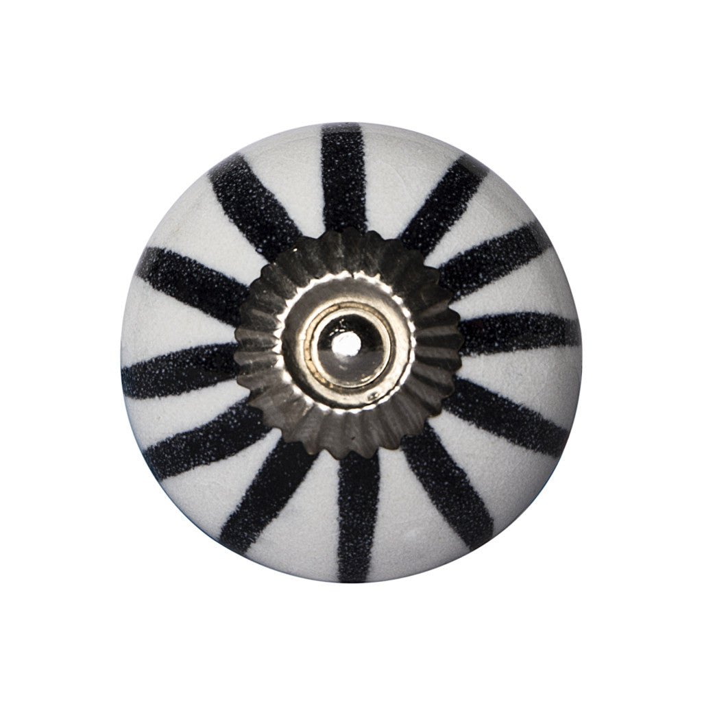 Set of Eight Black And White Ceramic And Metal Drawer Pull Knobs-2