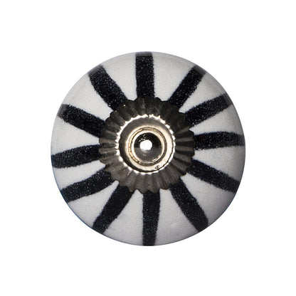 Set of Eight Black And White Ceramic And Metal Drawer Pull Knobs-2