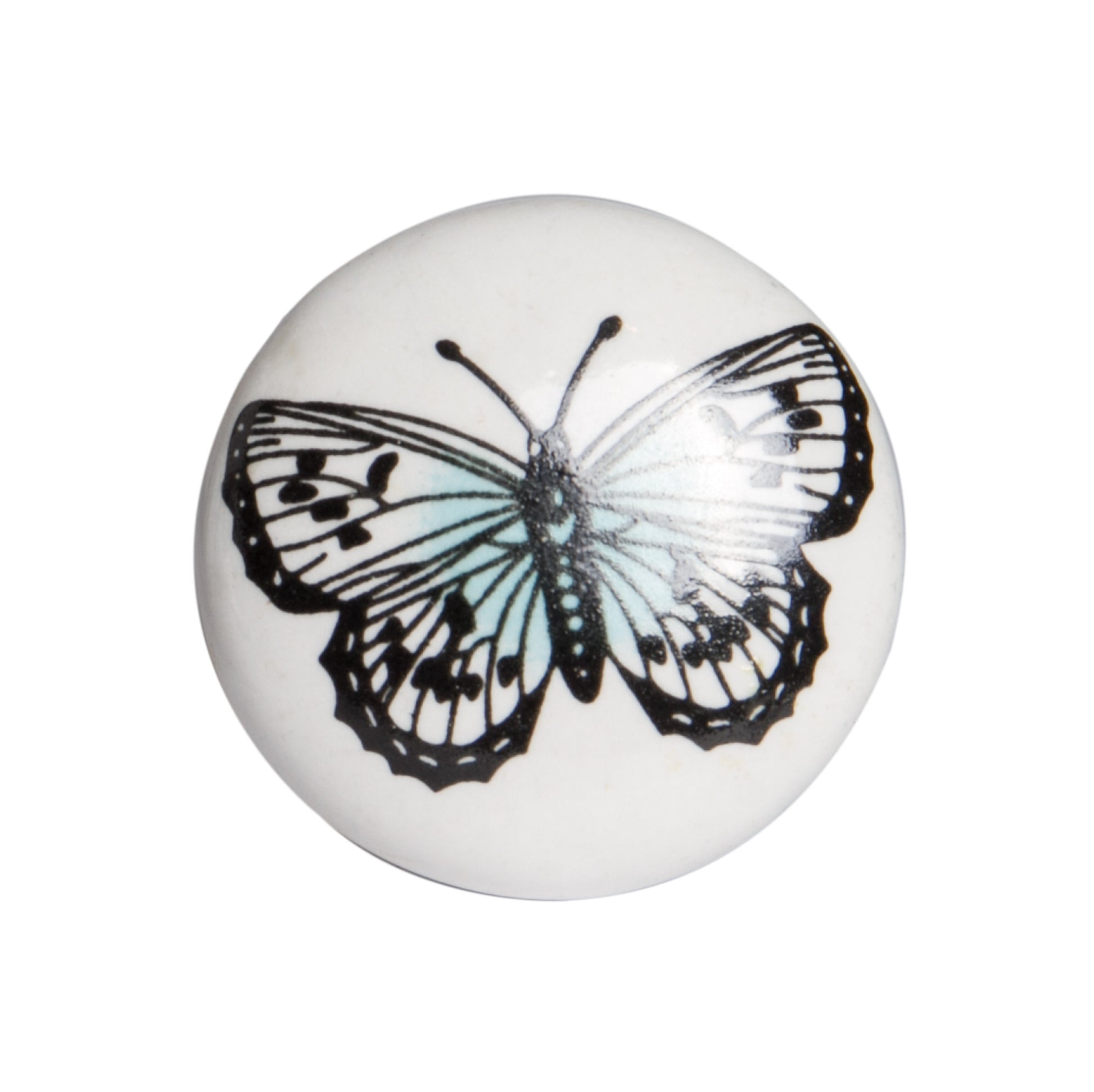 Set of Eight Black And White Ceramic And Metal Drawer Pull Knobs-2