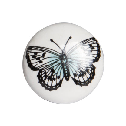 Set of Eight Black And White Ceramic And Metal Drawer Pull Knobs-2
