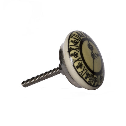 Set of Eight Black And Off White Ceramic And Metal Drawer Pull Knobs-3