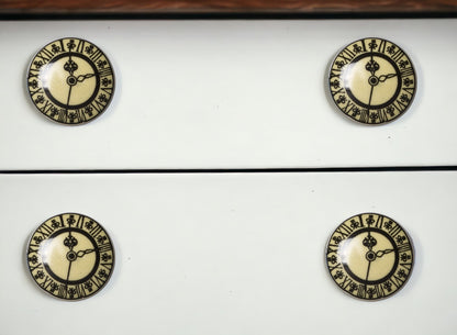 Set of Eight Black And Off White Ceramic And Metal Drawer Pull Knobs-0