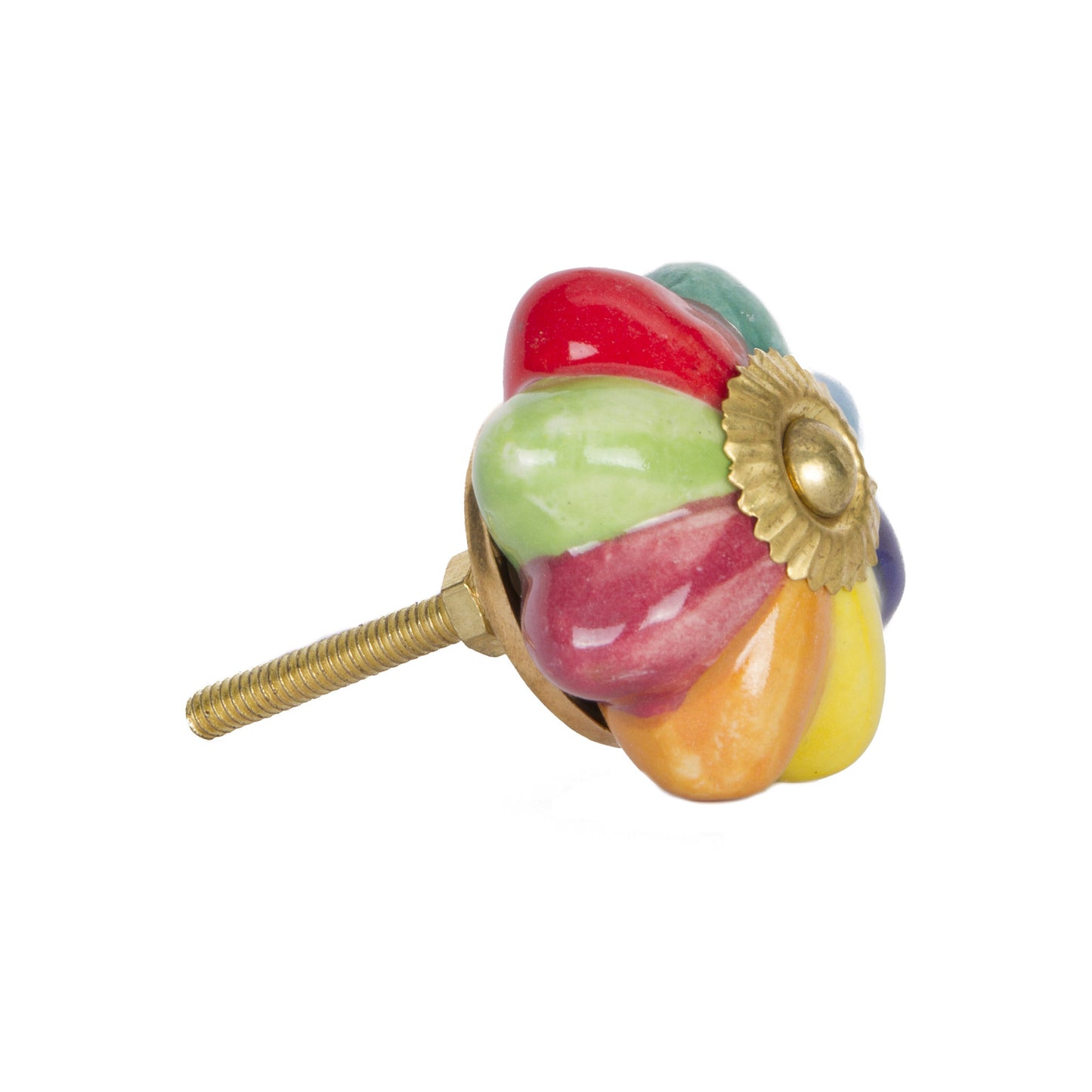 Set of Eight Blue And Green Ceramic And Metal Drawer Pull Knobs-3