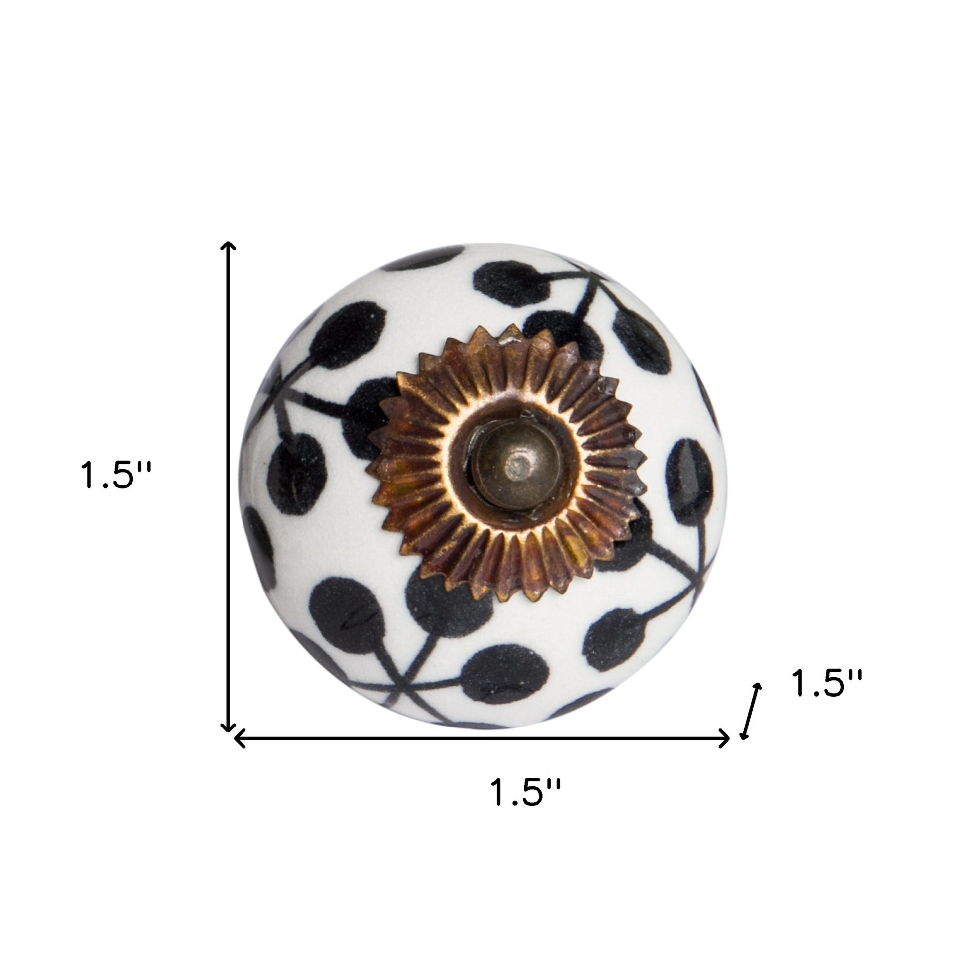 Set of Eight Black And White Ceramic And Metal Drawer Pull Knobs-4