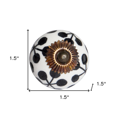 Set of Eight Black And White Ceramic And Metal Drawer Pull Knobs-4