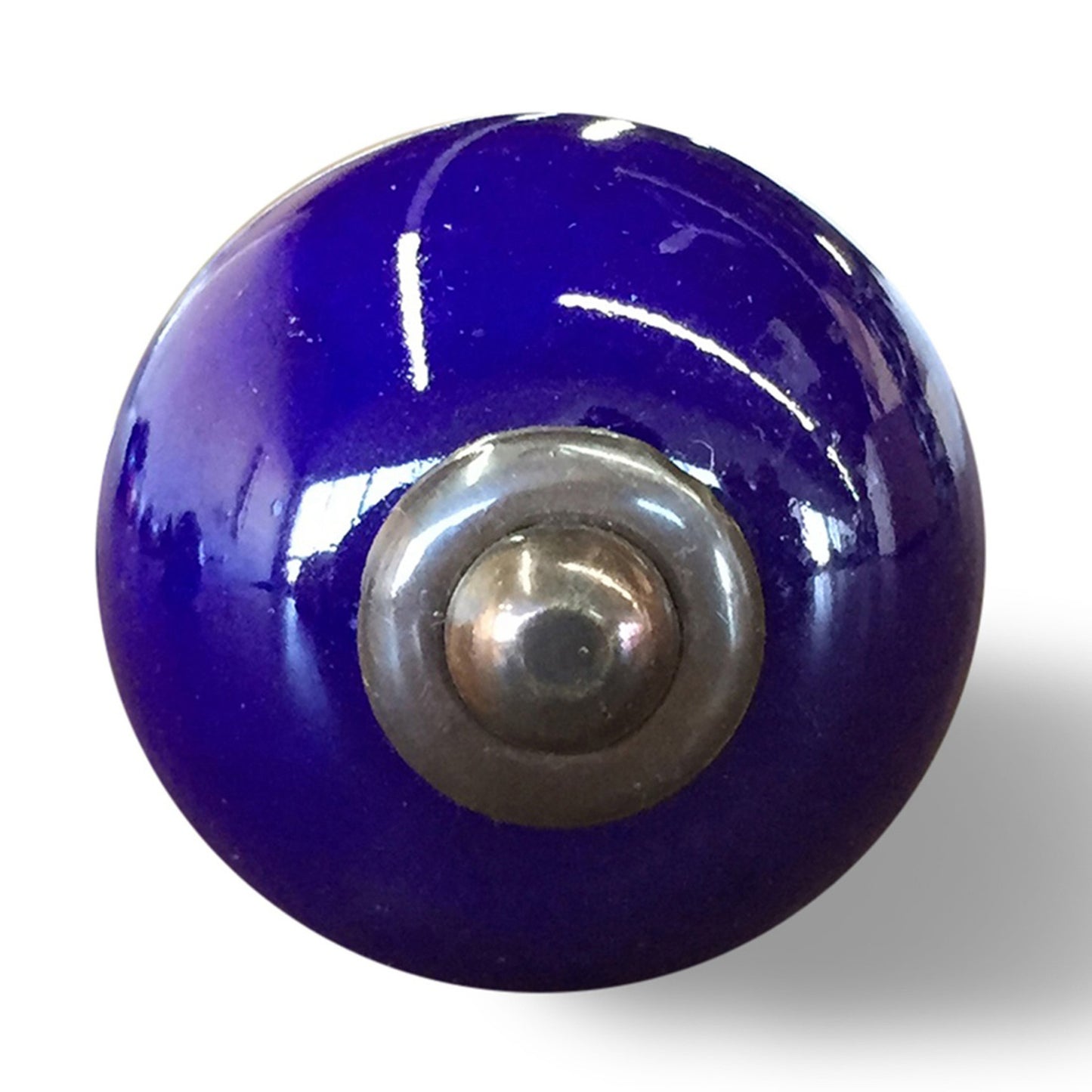 Set of Eight Purple And Gray Ceramic And Metal Drawer Pull Knobs-2
