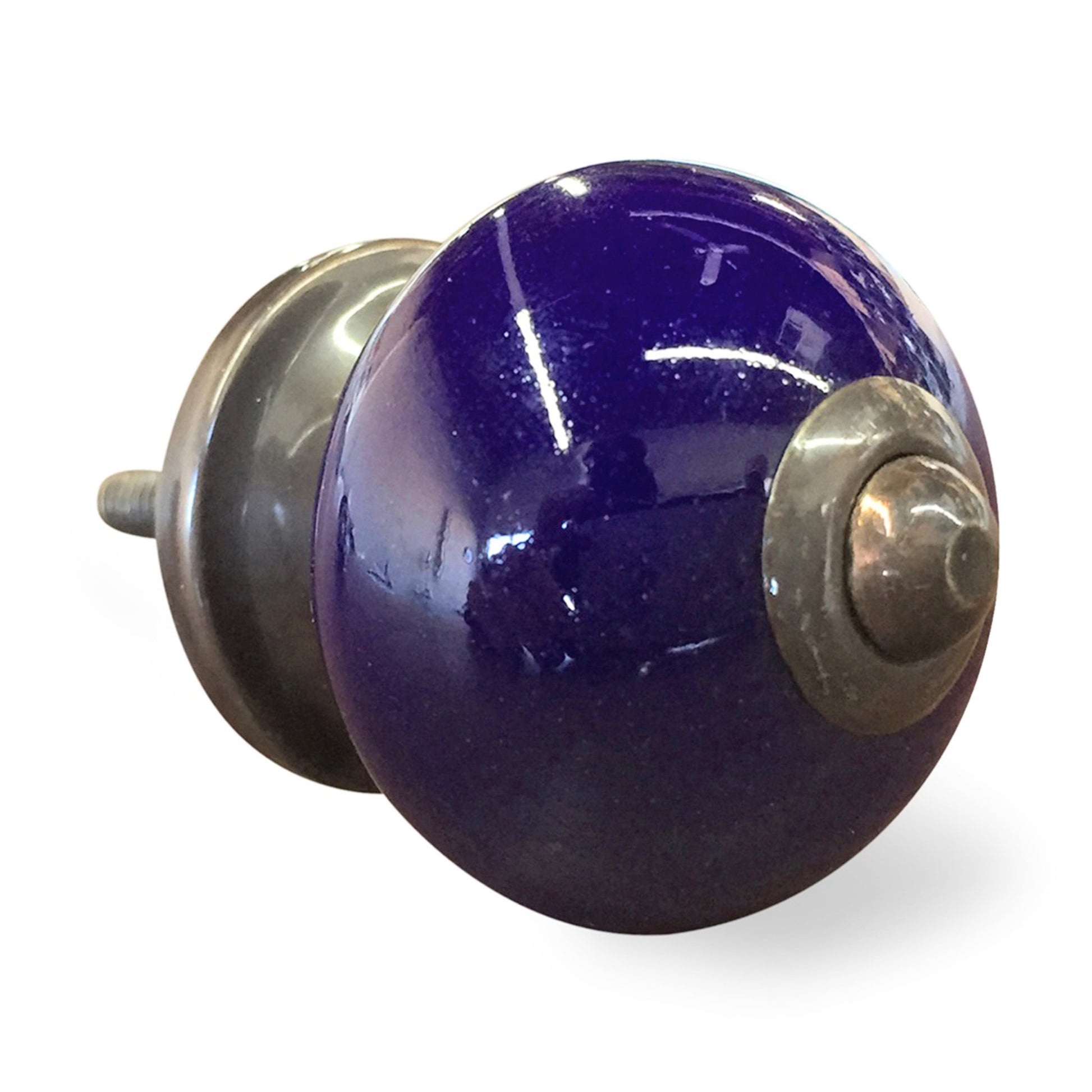 Set of Eight Purple And Gray Ceramic And Metal Drawer Pull Knobs-3