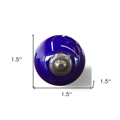 Set of Eight Purple And Gray Ceramic And Metal Drawer Pull Knobs-4