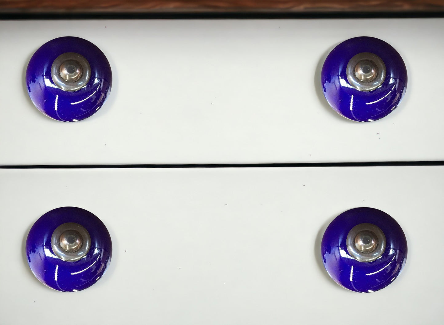 Set of Eight Purple And Gray Ceramic And Metal Drawer Pull Knobs-0