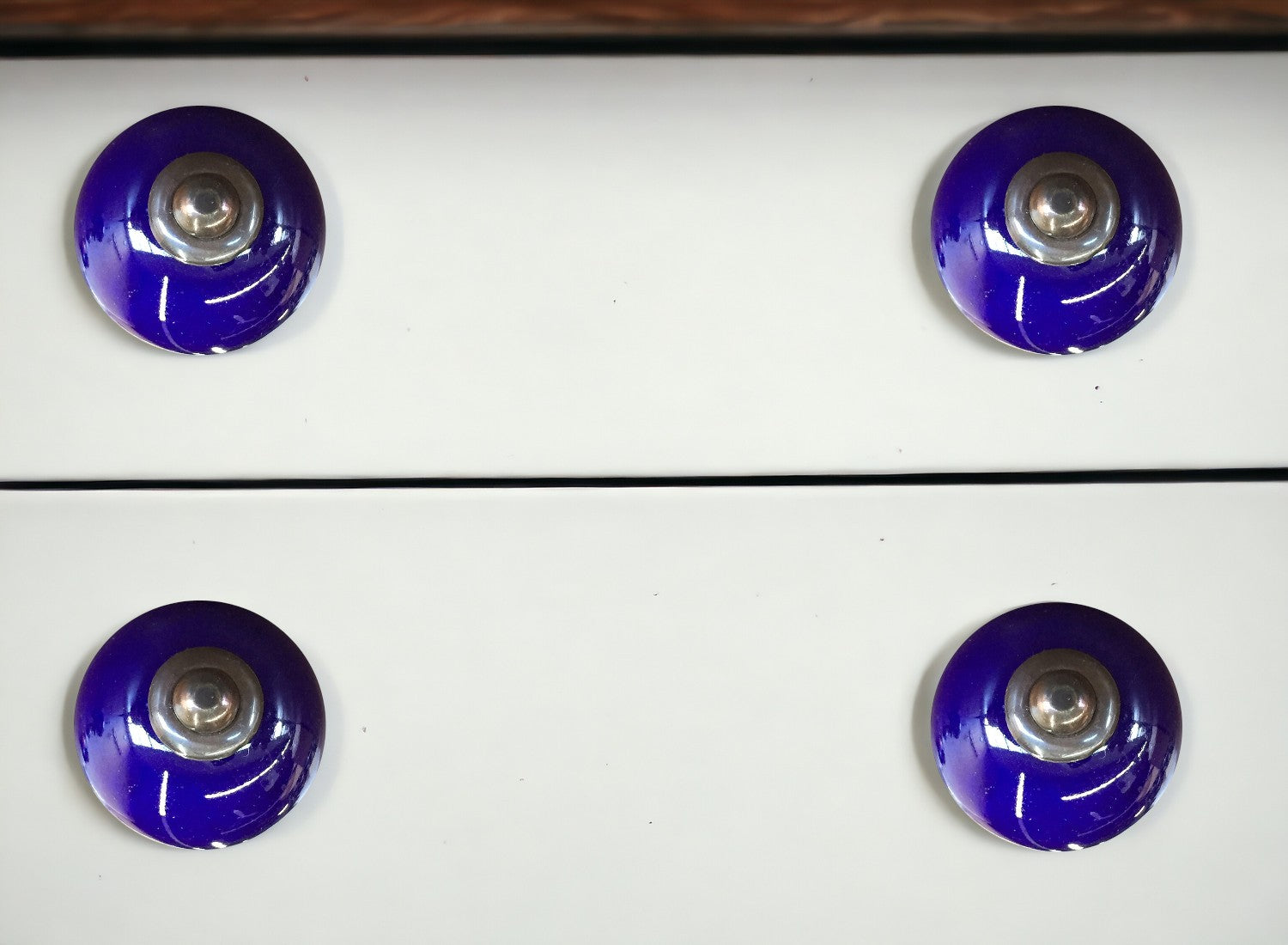 Set of Eight Purple And Gray Ceramic And Metal Drawer Pull Knobs-0
