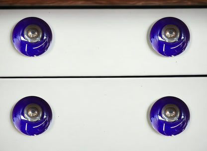 Set of Eight Purple And Gray Ceramic And Metal Drawer Pull Knobs-0