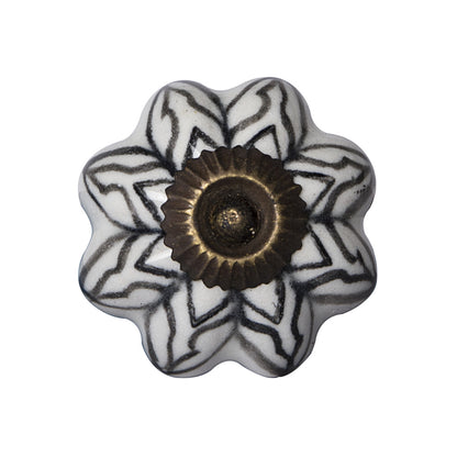 Set of Eight Black And White Ceramic And Metal Drawer Pull Knobs-2