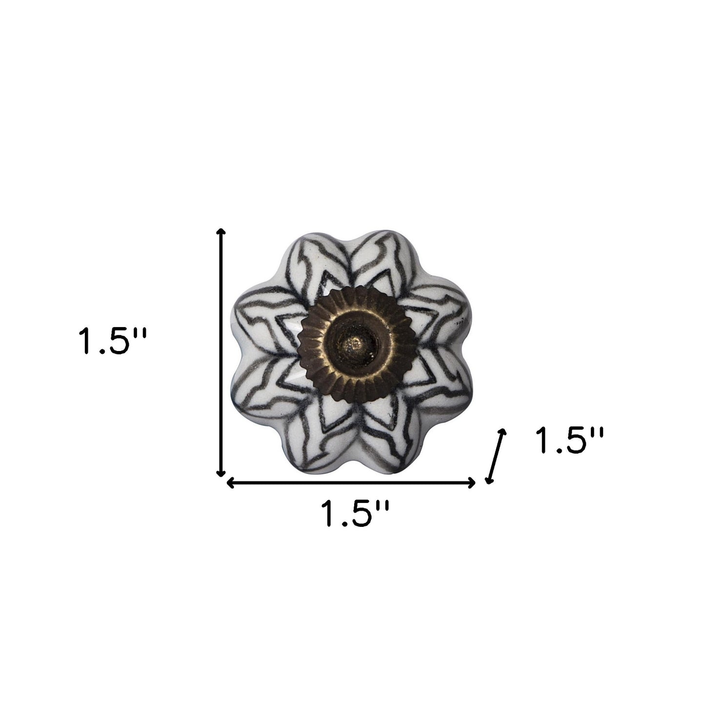 Set of Eight Black And White Ceramic And Metal Drawer Pull Knobs-4