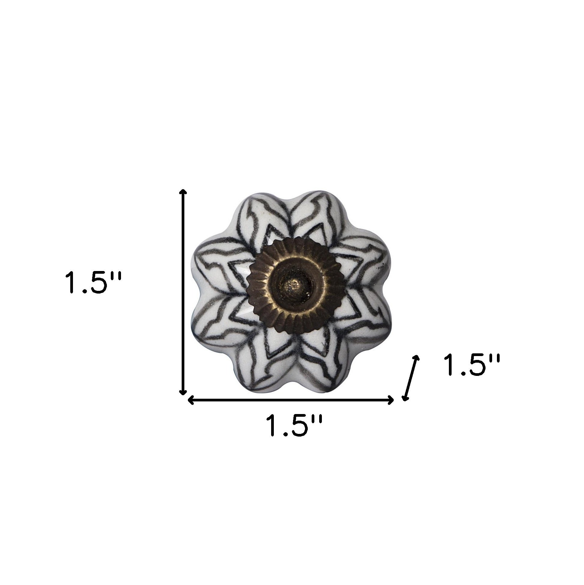 Set of Eight Black And White Ceramic And Metal Drawer Pull Knobs-4