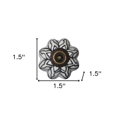 Set of Eight Black And White Ceramic And Metal Drawer Pull Knobs-4