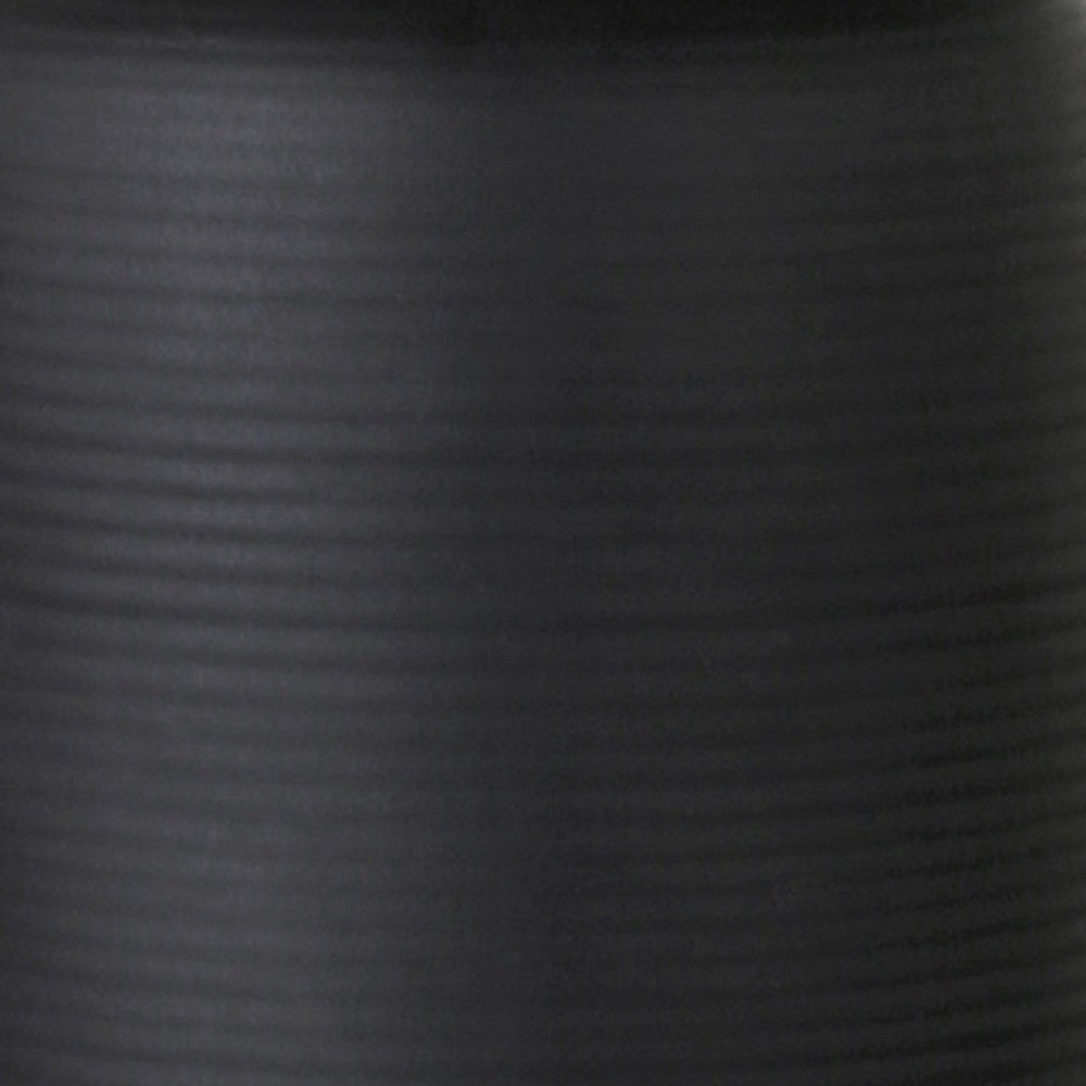 15" Black and Gold Ceramic Cylinder Table Lamp With White Drum Shade-5