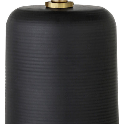 15" Black and Gold Ceramic Cylinder Table Lamp With White Drum Shade-6