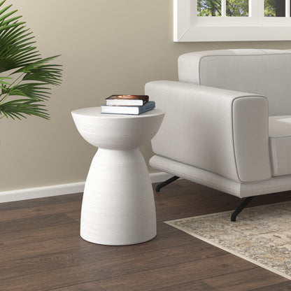 22" White Distressed Solid Wood Round End Table-7