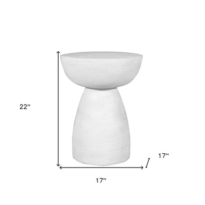 22" White Distressed Solid Wood Round End Table-8