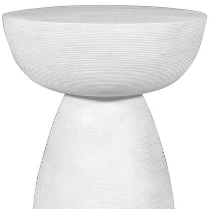 22" White Distressed Solid Wood Round End Table-6