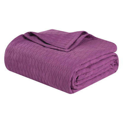 Queen Purple Cotton Woven Geometric Blanket-0