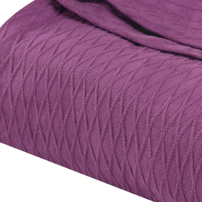 King Purple Cotton Woven Geometric Blanket-4