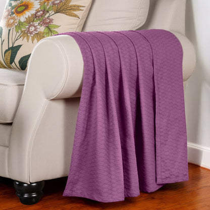 King Purple Cotton Woven Geometric Blanket-2