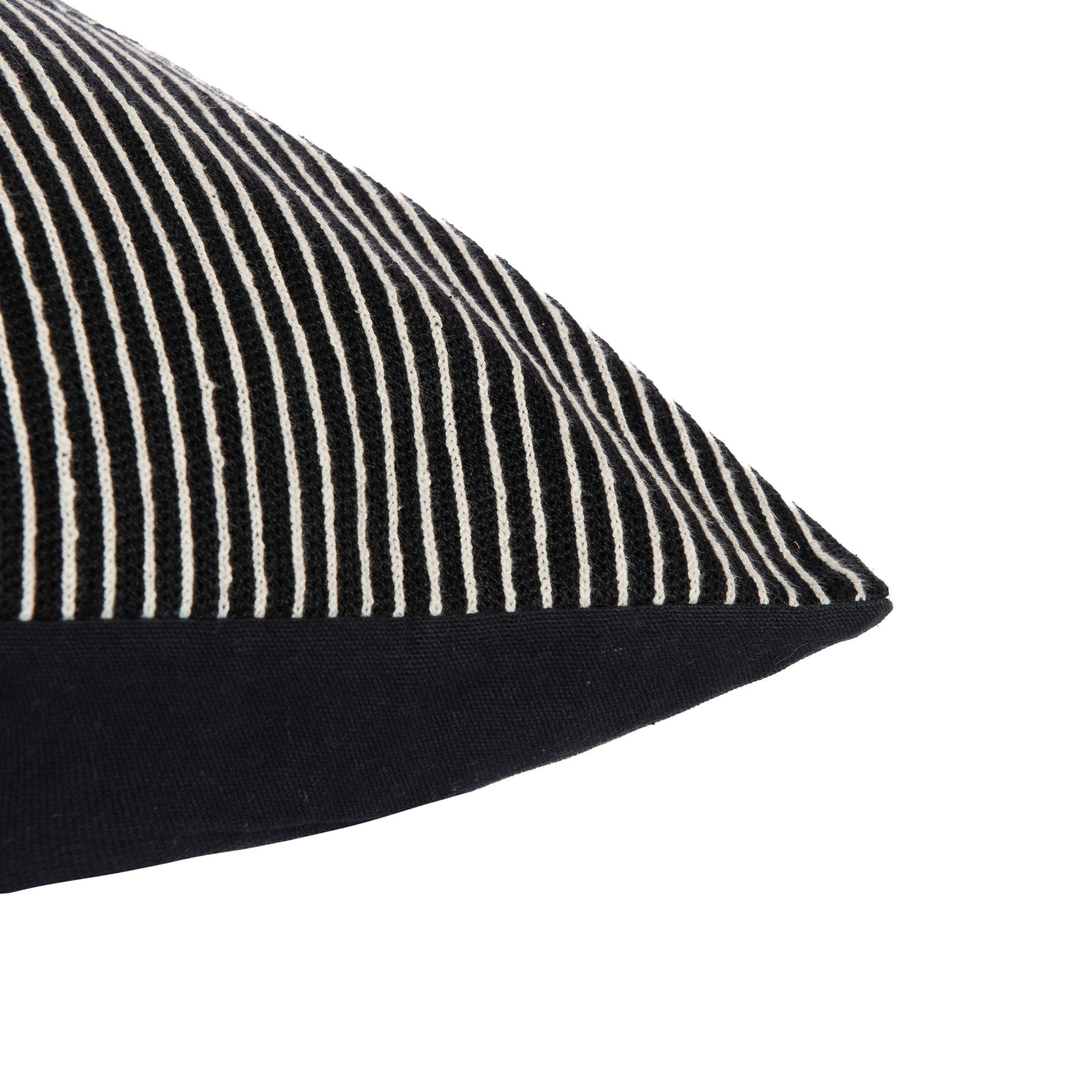 24" Black and White Geometric Cotton Throw Pillow  With Embroidery-3