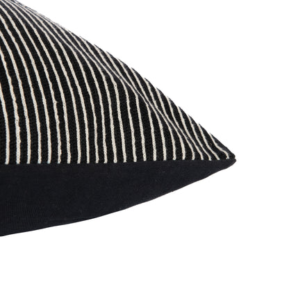 24" Black and White Geometric Cotton Throw Pillow  With Embroidery-3