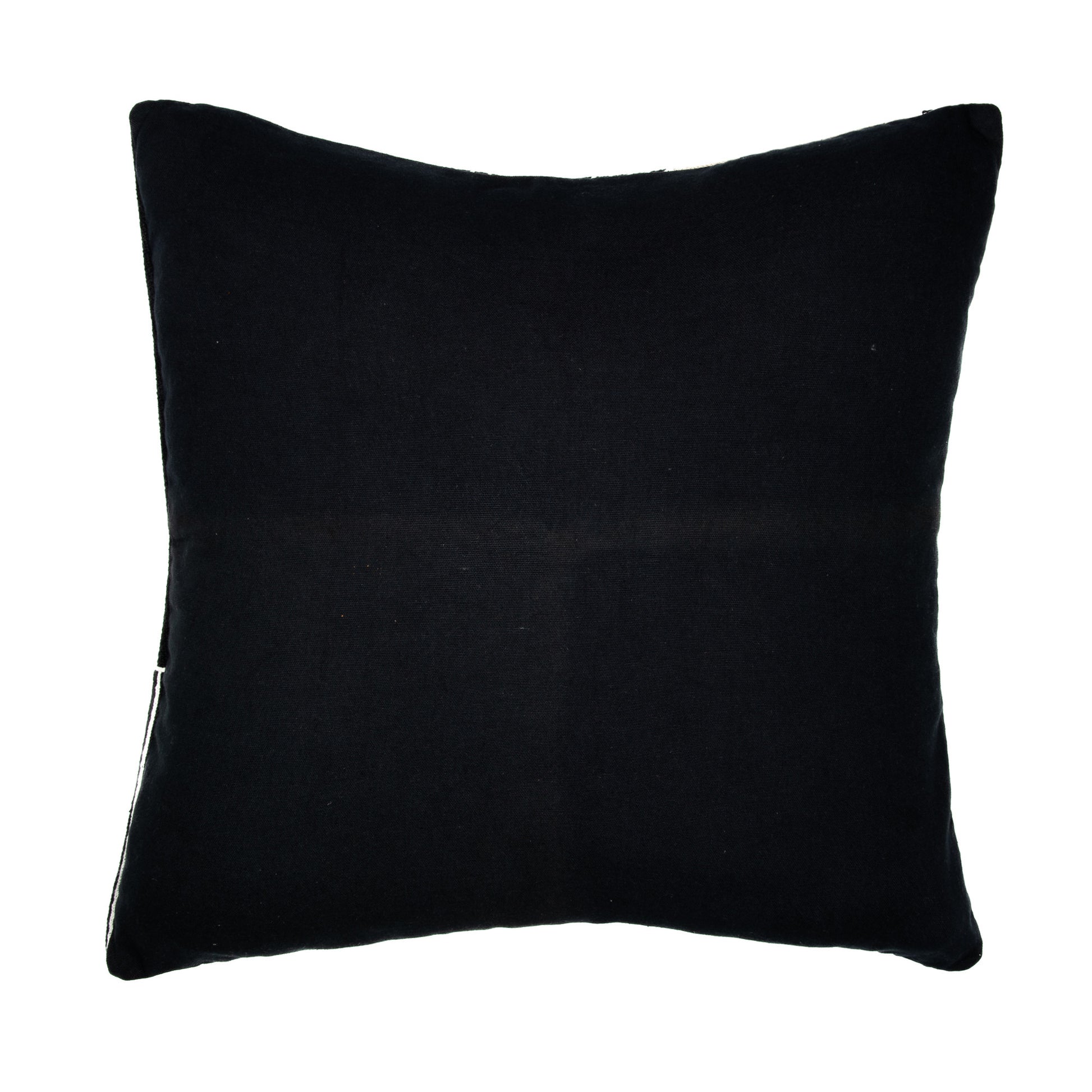 24" Black and White Geometric Cotton Throw Pillow  With Embroidery-2