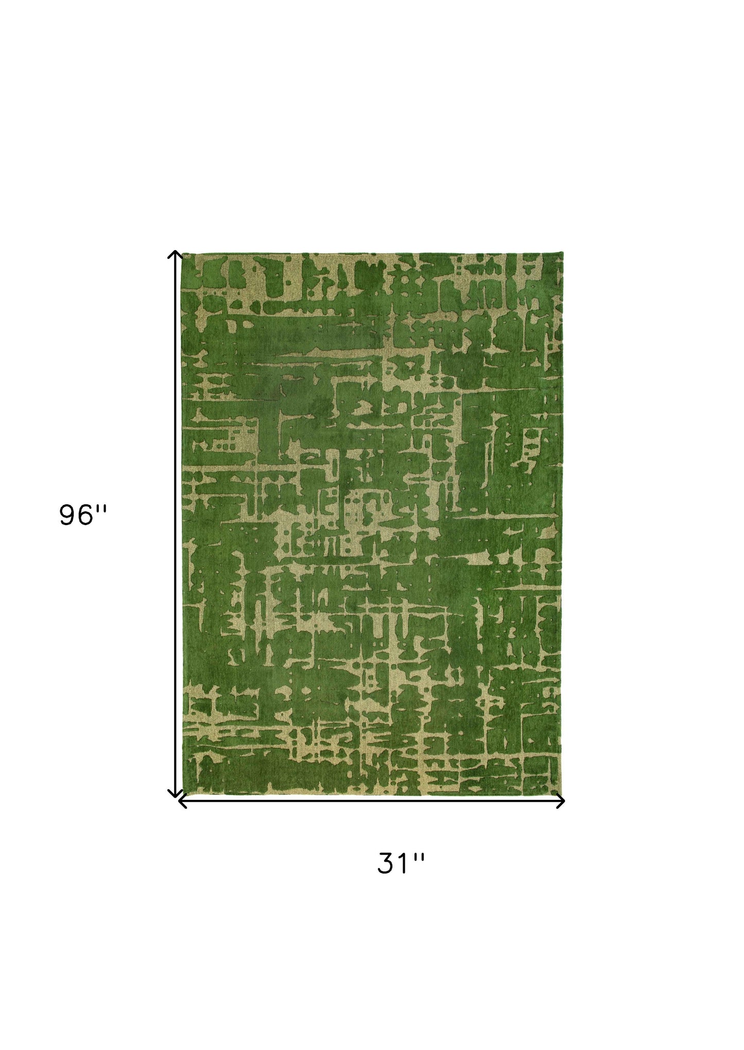 10' Green Abstract Runner Rug-2