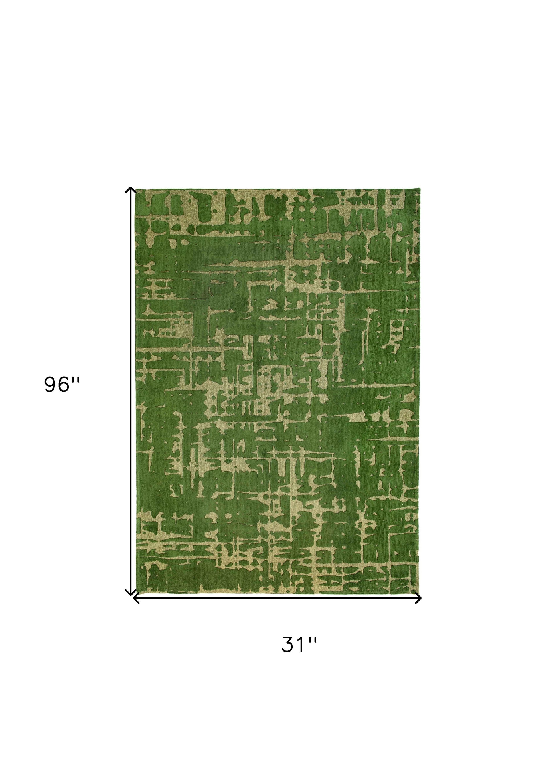 10' Green Abstract Runner Rug-2
