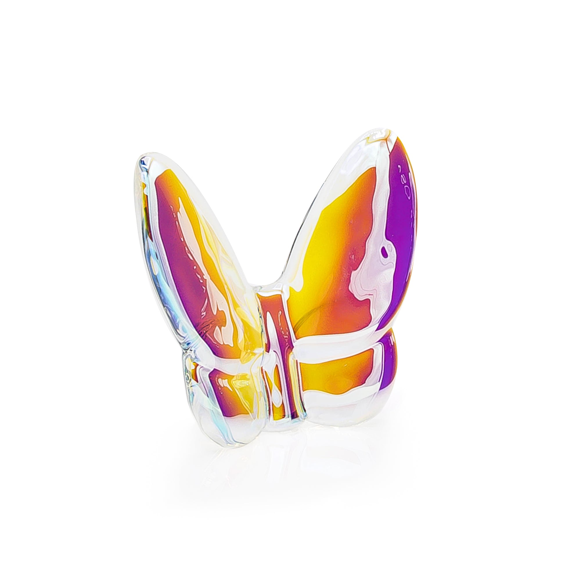 3" Purple and Orange Crystal Butterfly Figurine Tabletop Sculpture-1