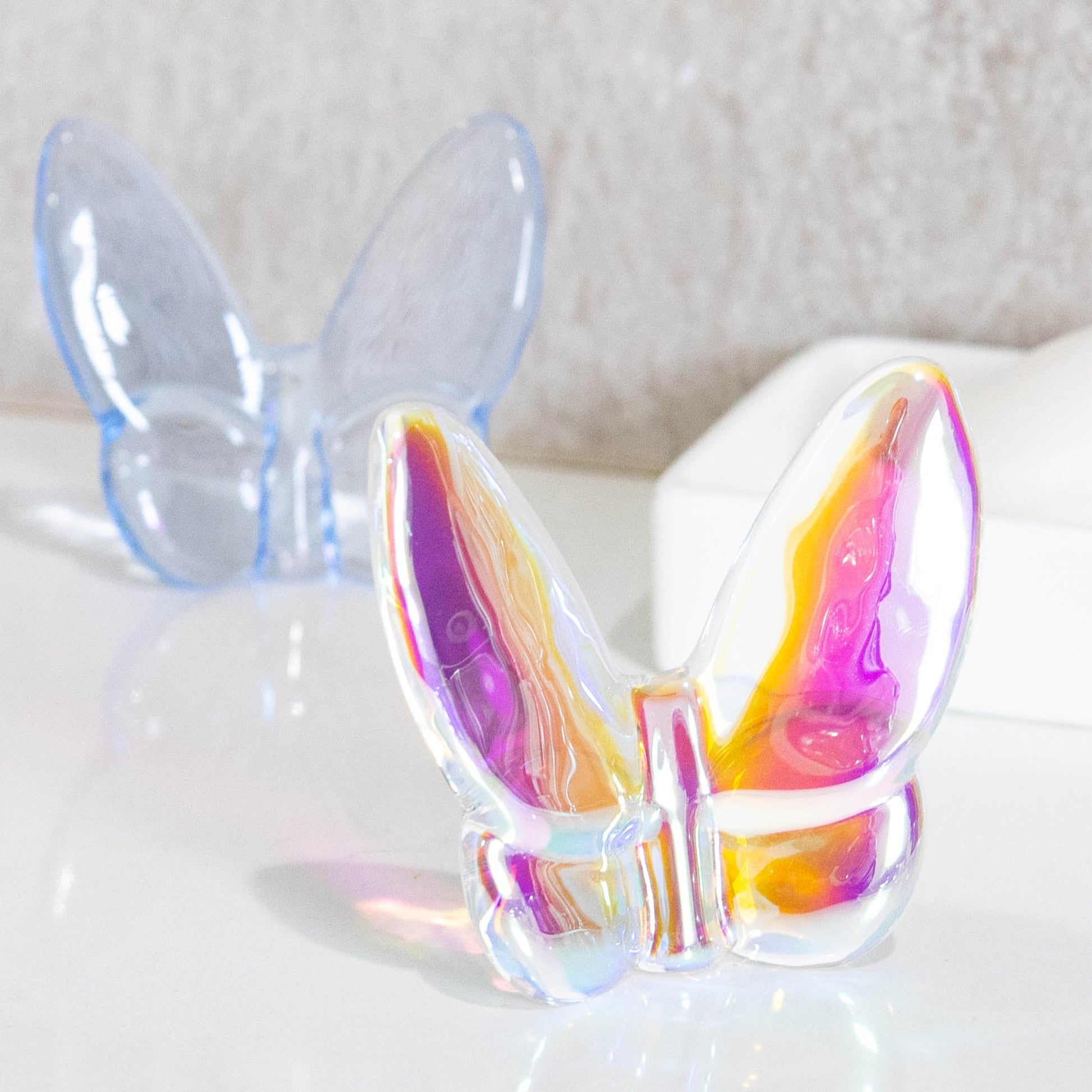 3" Purple and Orange Crystal Butterfly Figurine Tabletop Sculpture-3