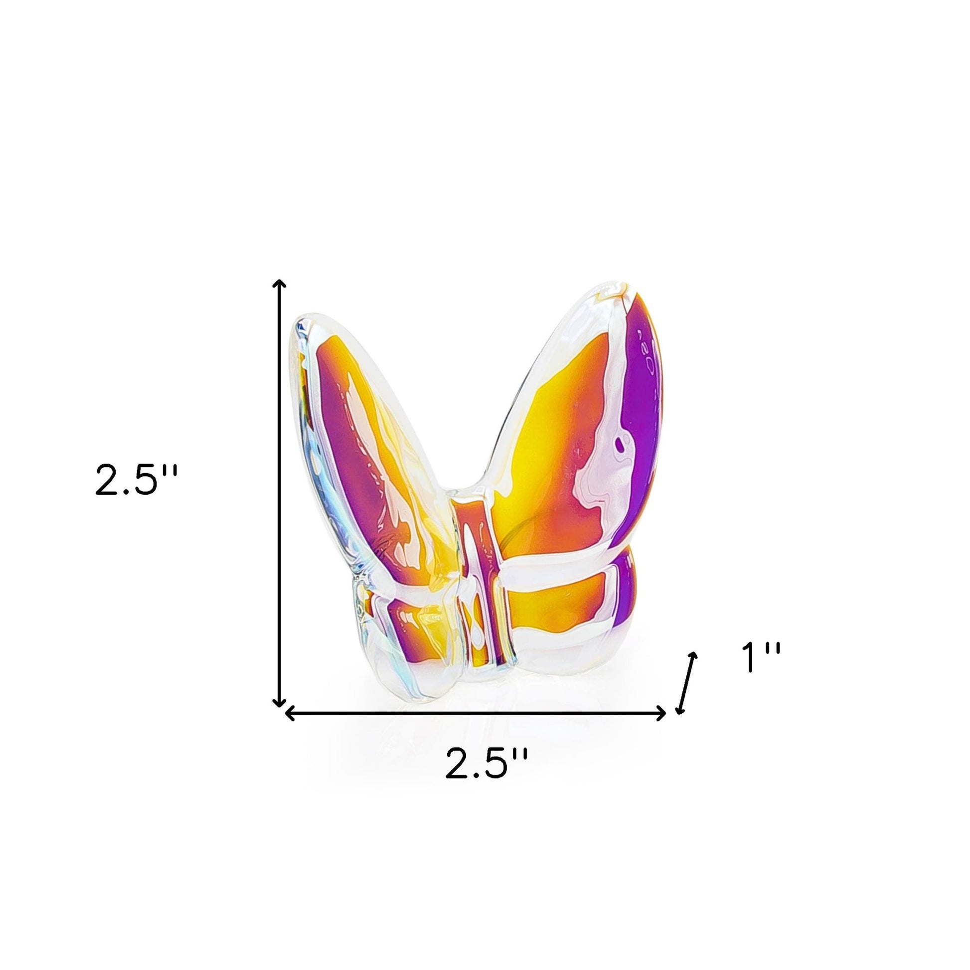 3" Purple and Orange Crystal Butterfly Figurine Tabletop Sculpture-4