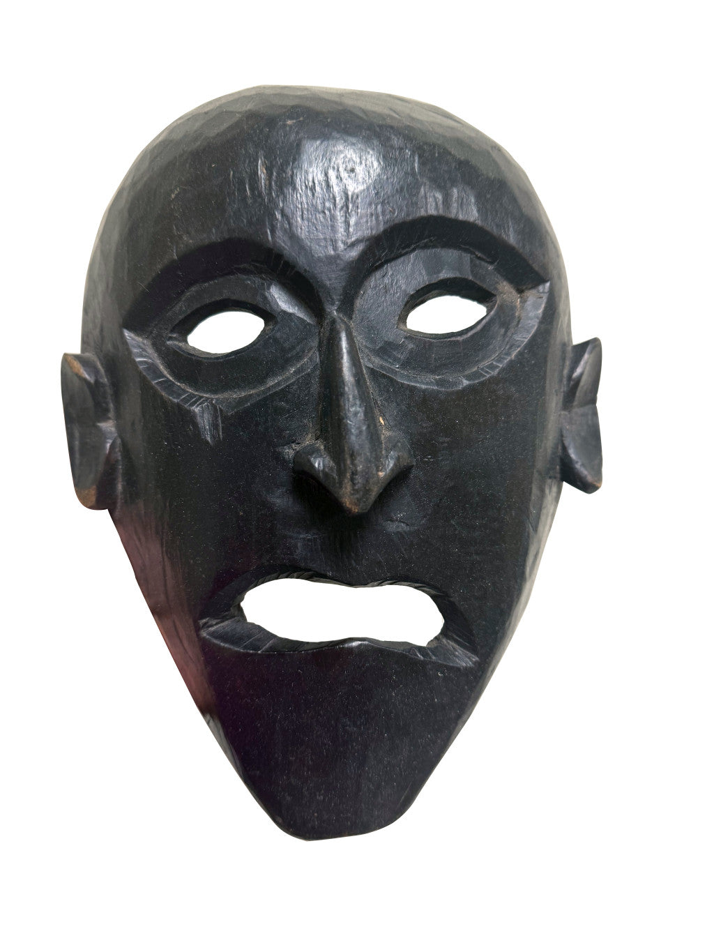 11" Black Solid Wood Decorative Mask Tabletop Sculpture-1