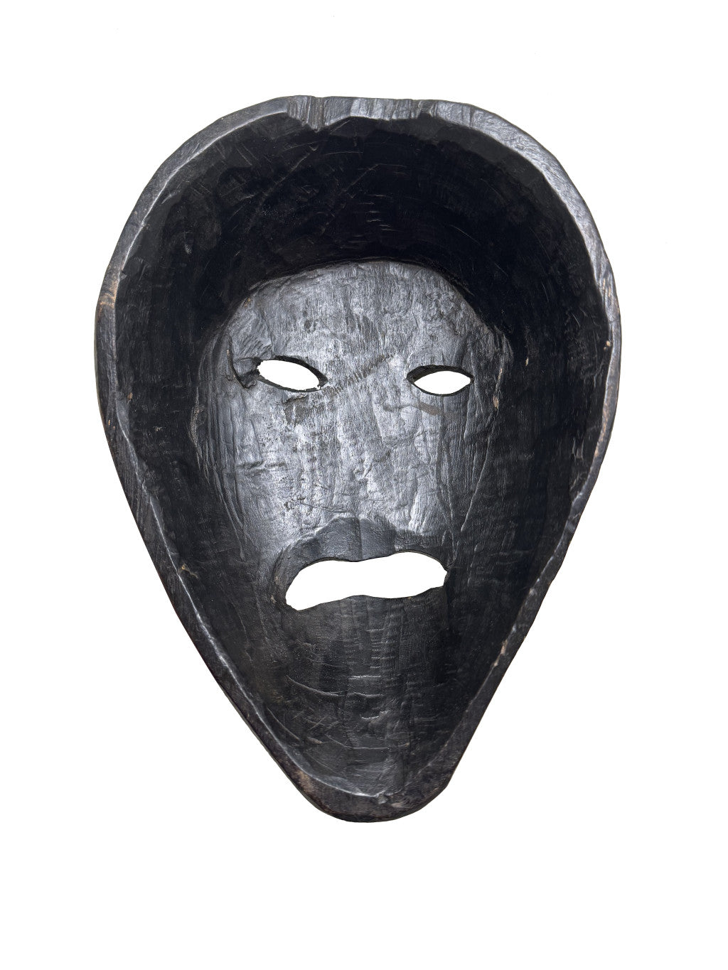 11" Black Solid Wood Decorative Mask Tabletop Sculpture-2