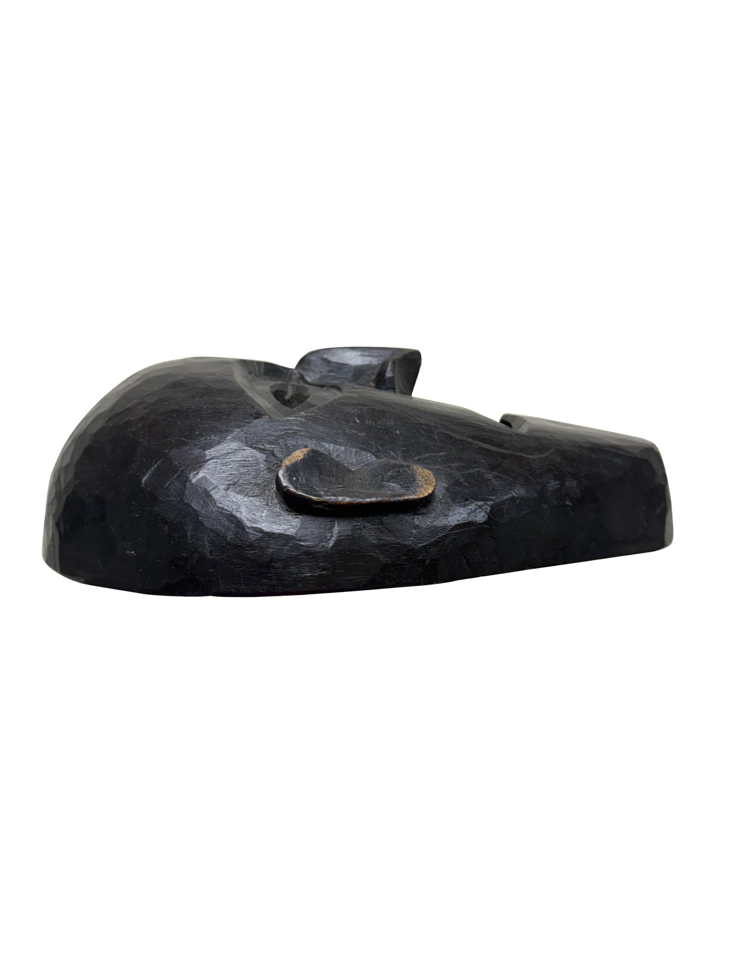 11" Black Solid Wood Decorative Mask Tabletop Sculpture-3