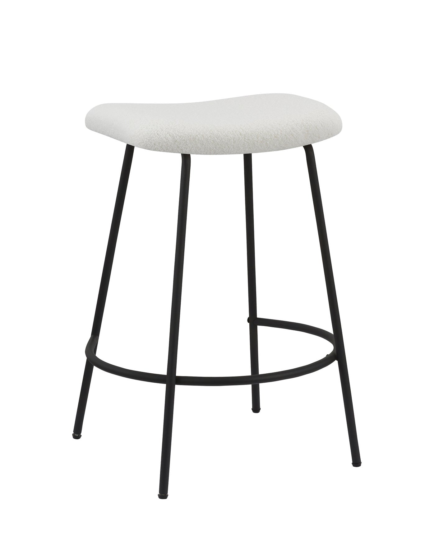 Set of Two 26" White and Black Fabric and Metal Backless Counter Height Bar Chairs-2