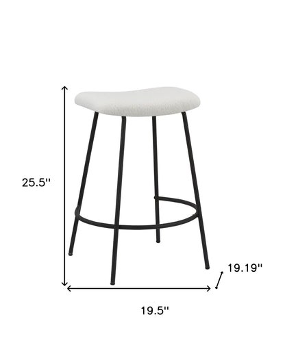 Set of Two 26" White and Black Fabric and Metal Backless Counter Height Bar Chairs-4