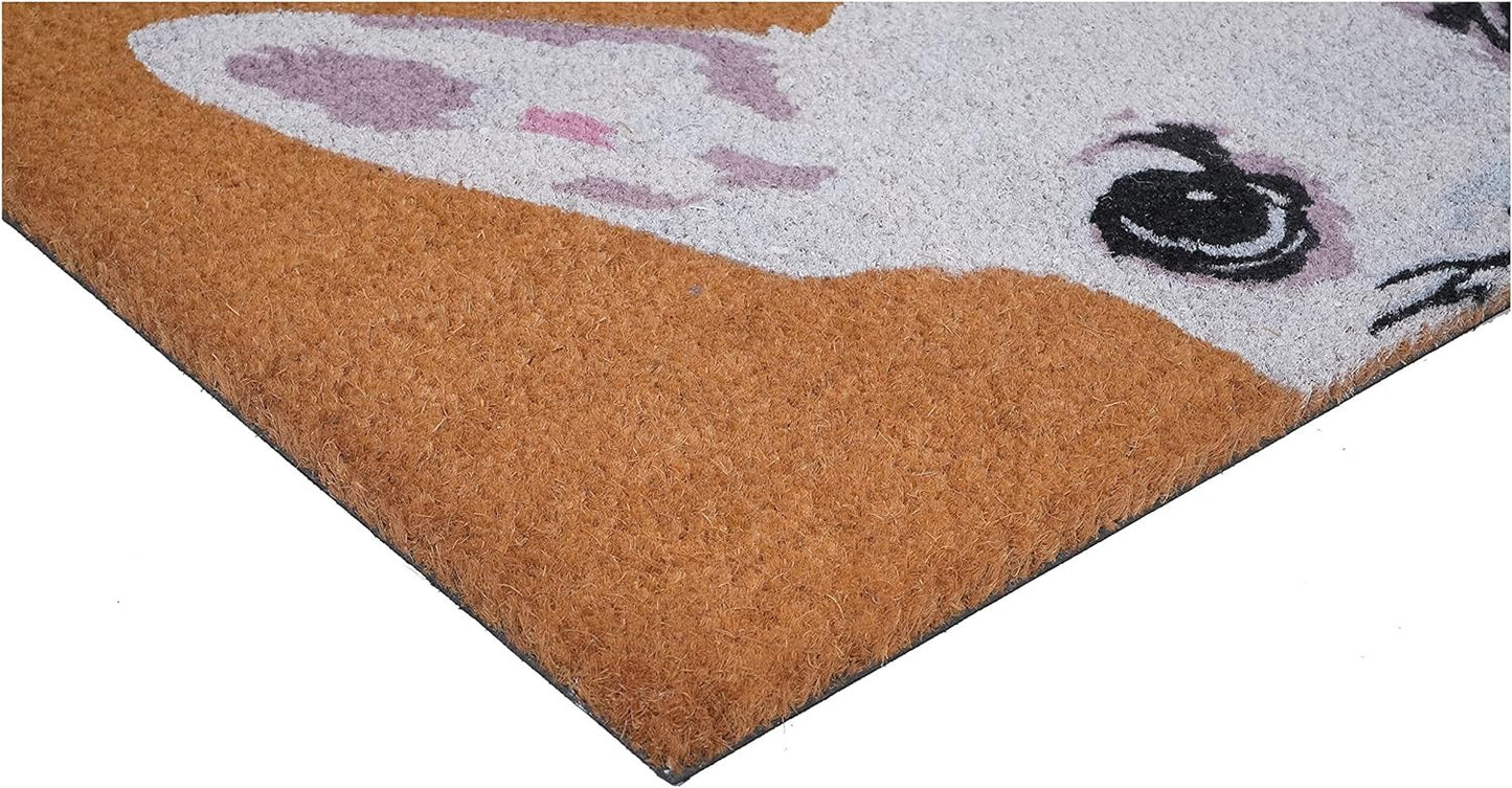 24" X 36" Natural Black and White Coir Chihuahua Hello Outdoor Door Mat-3