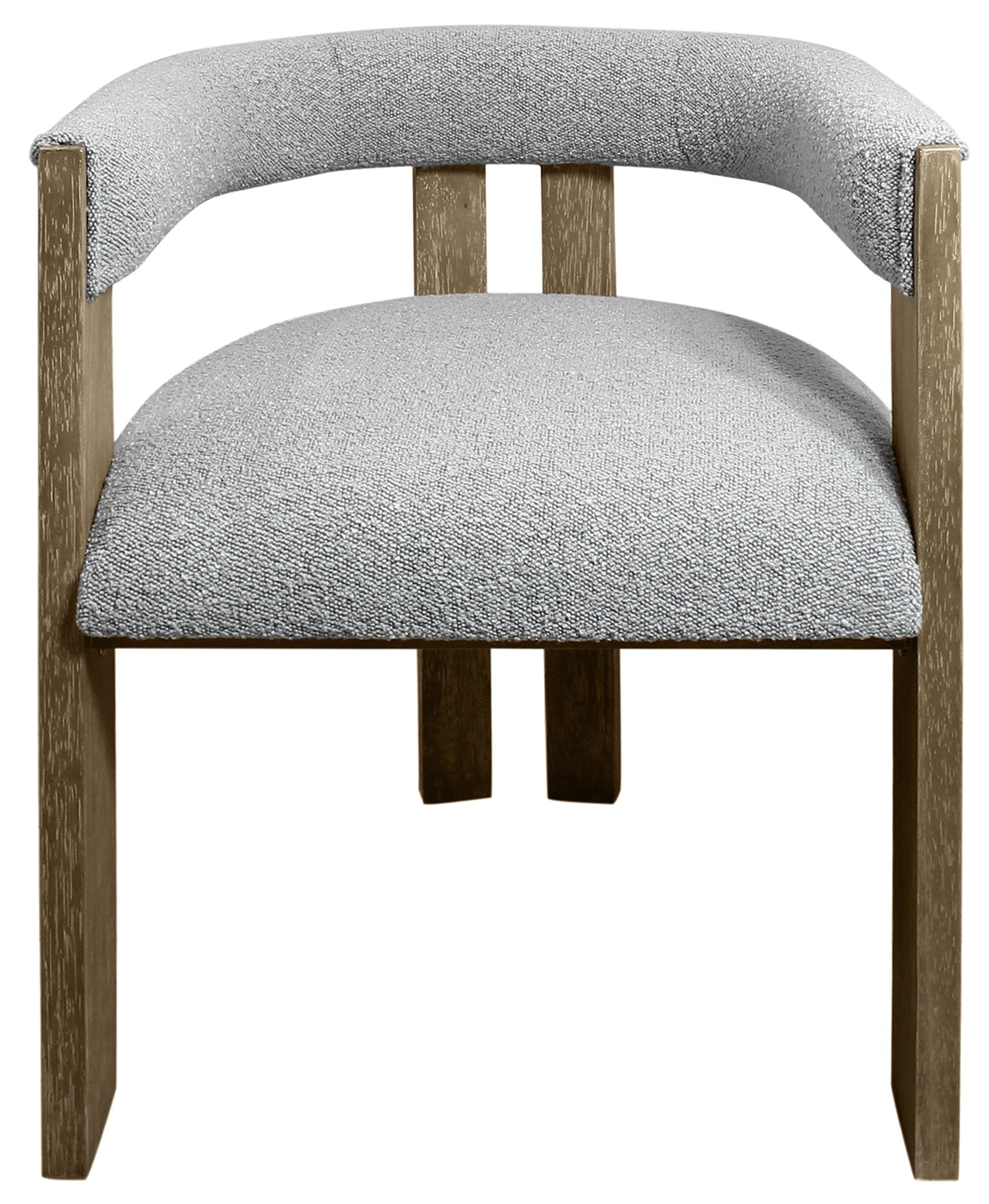 Gray and Brown Upholstered Boucle Open Back Dining Arm Chair-5