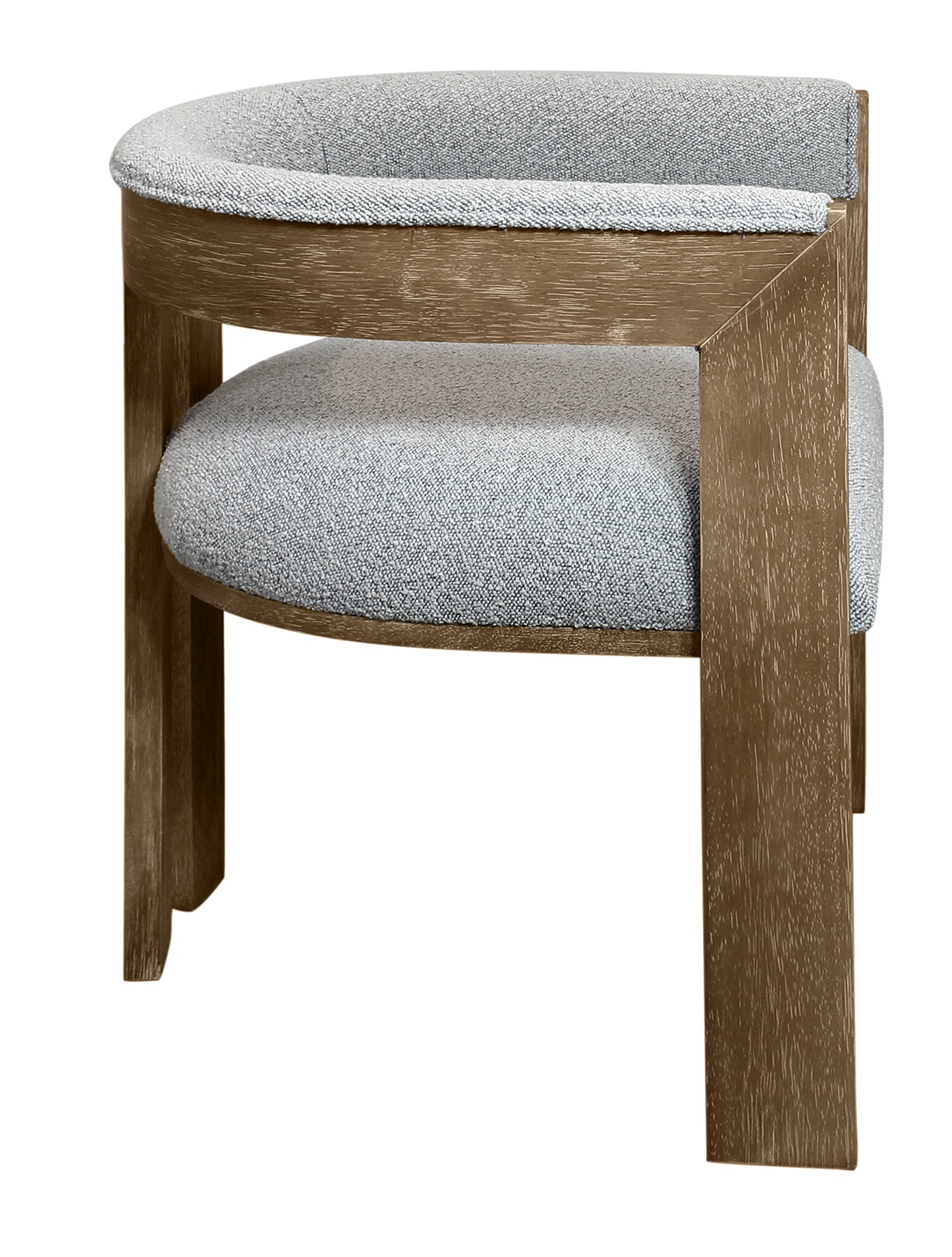 Gray and Brown Upholstered Boucle Open Back Dining Arm Chair-3