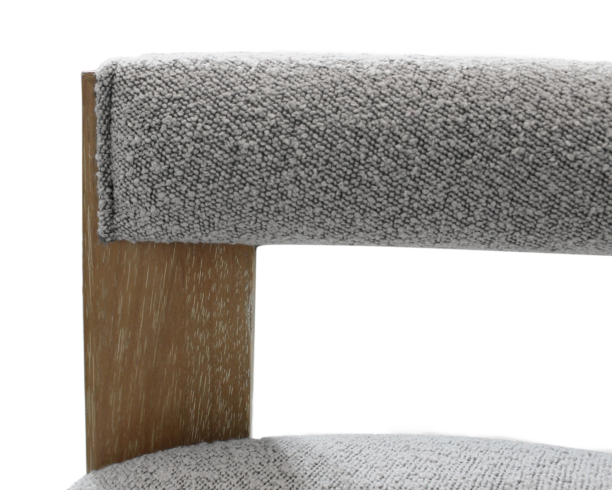 Gray and Brown Upholstered Boucle Open Back Dining Arm Chair-7