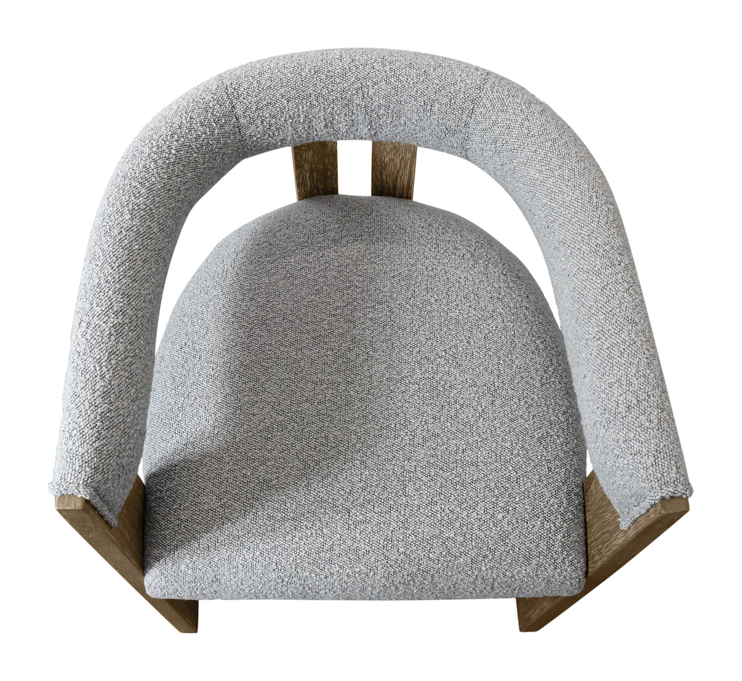 Gray and Brown Upholstered Boucle Open Back Dining Arm Chair-4